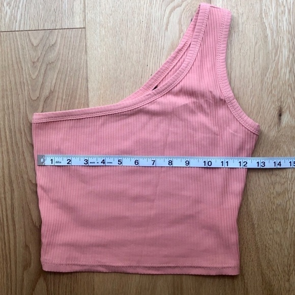 NEW ONE SHOULDER PINK CROP TANK TOP - S - Picture 3 of 9